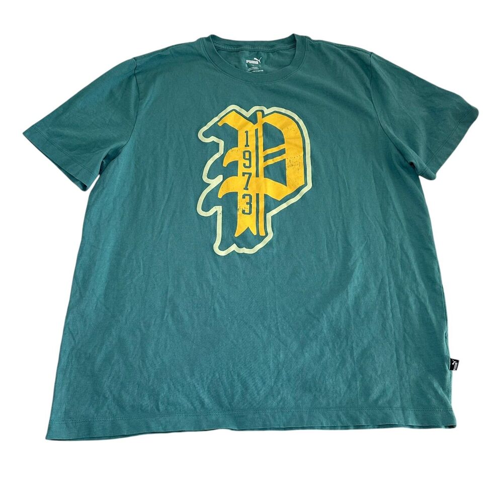 Puma 1973 Graphic Crew Neck Short Sleeve T-Shirt Men’s Size XL Green Activewear